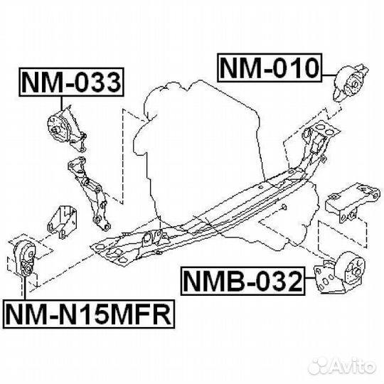 Подушка двигателя правая nissan sunny b14/almera n