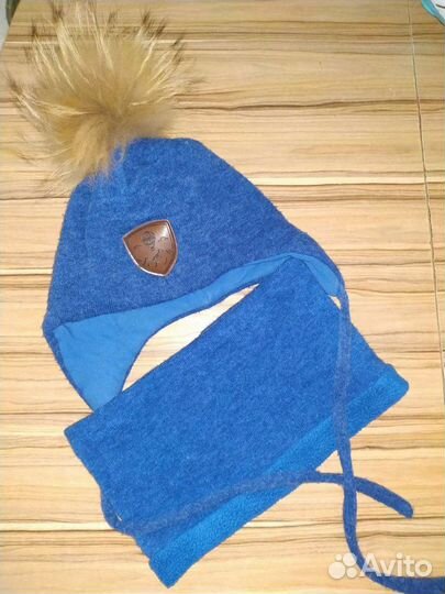 Комплект зимний Снуд+Шапка р.52-54 натуральный пом