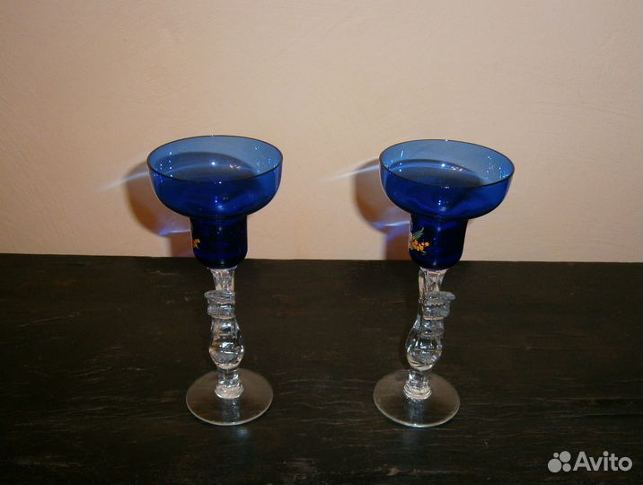 Парные подсвечники Гусь хрустальный СССР