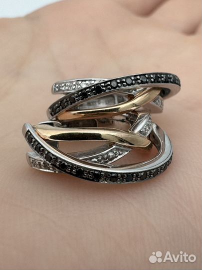 Серьги золото 585 бриллианты 0.1 ct стильные