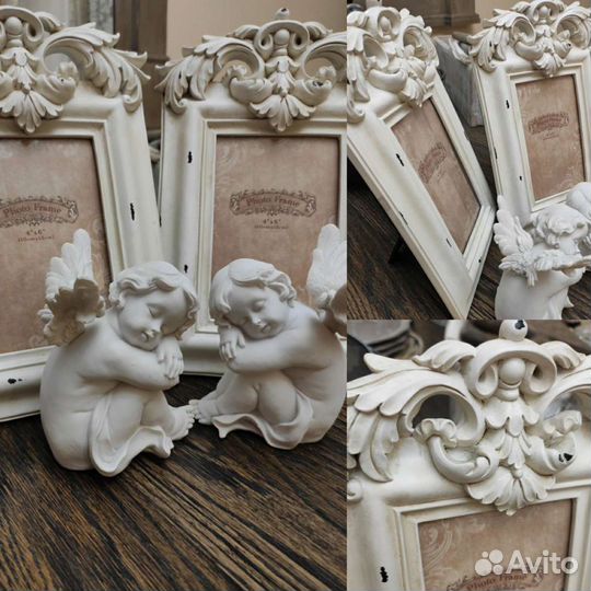 Фоторамка ангел в винтажном стиле плед хлопок