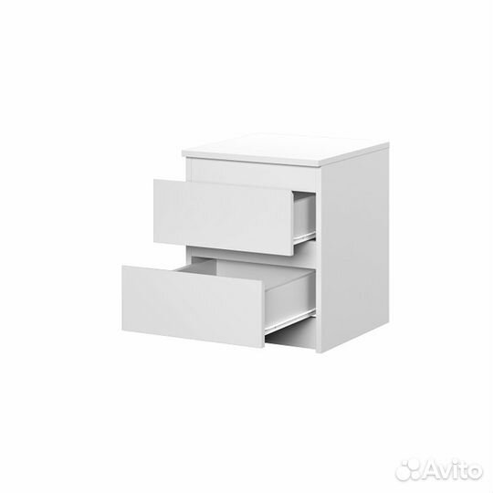 Тумбочка прикроватная 2 ящика белая 40х50