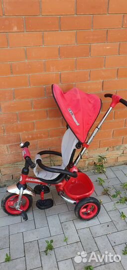 Велосипед детский трёхколёсный, коляска с ручкой