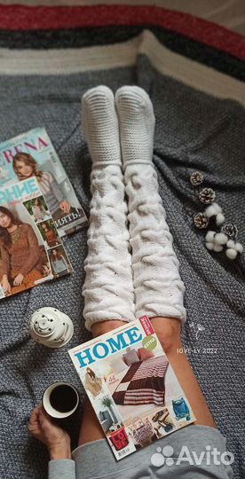 Гольфы женские вязаные шерстяные ручной работы