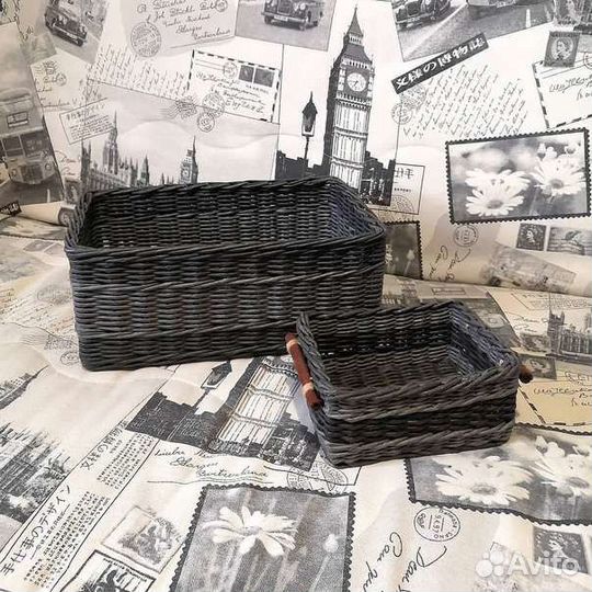 Корзина/короб плетеная из бумажной лозы