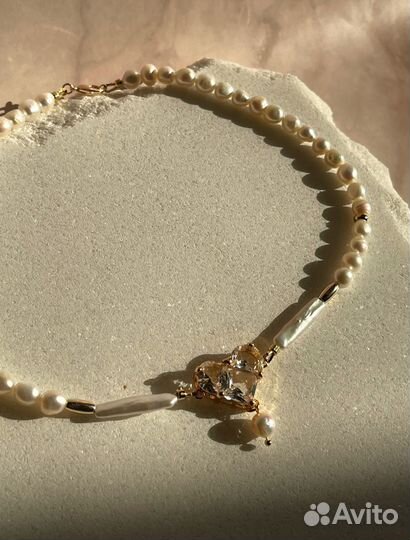 Колье из натурального жемчуга с сердечком