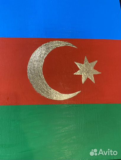 Азербайджанский флаг картина с поталью