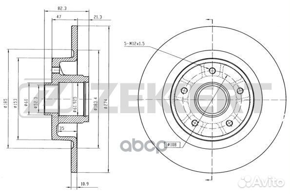 Диск торм. зад. Renault Scenic II 05- Laguna I