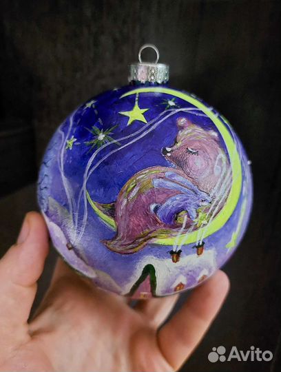 Ёлочный шар с ручной росписью 