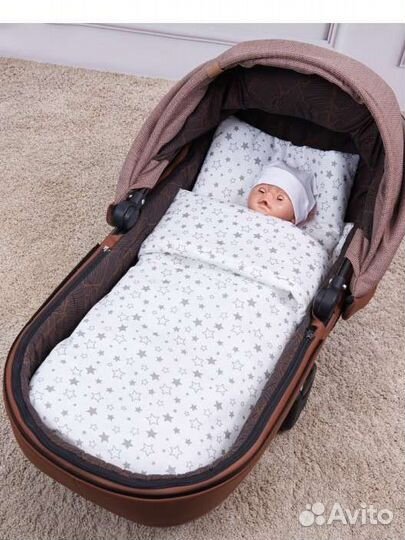 Новый комплект в коляску подушка, матрас одеяло