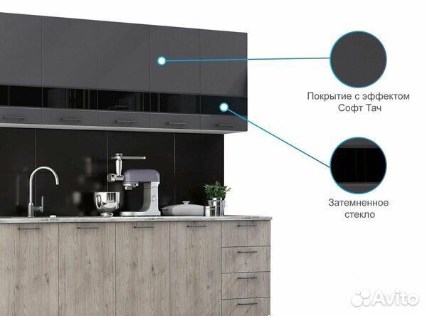 Готовая кухня 2 метра графит софт