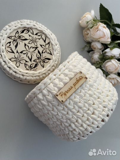 Корзина из трикотажной пряжи