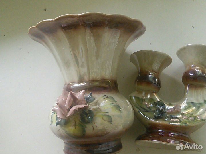 Миниатюрные подсвечник и вазочка