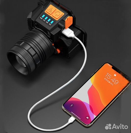 Головной фонарик с аккумулятором