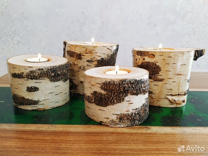 Набор подсвечников из березы