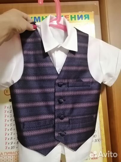 Костюм-тройка рубашка брюки жилет рост 110