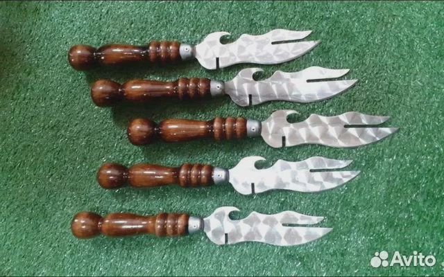 Нож-вилка для снятия мяса с шампура