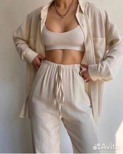 Льняной костюм женский