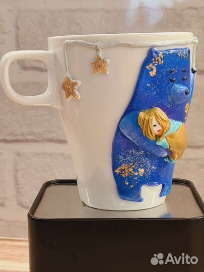 Кружка с декором из полимерной глины