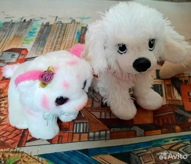 Мягкие игрушки кошки зайка лиса сова мишка