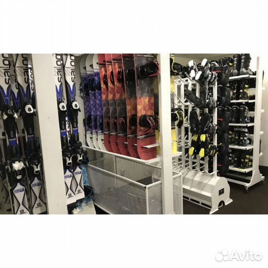 Стеллаж Премиум сп-2 для сноубордов, двухсторонний с корзиной 219х125х67см SP2-80