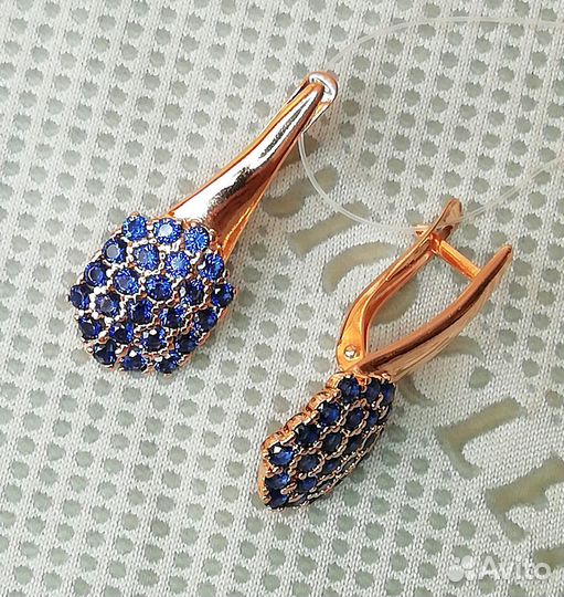 Серьги серебро сапфир С263