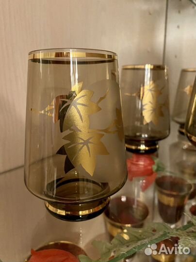 Богемия Набор посуды и Ваза стекло (цветы, стразы)