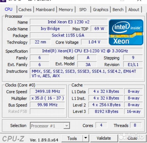 Intel xeon e3 1230 v2 (i7-3770)