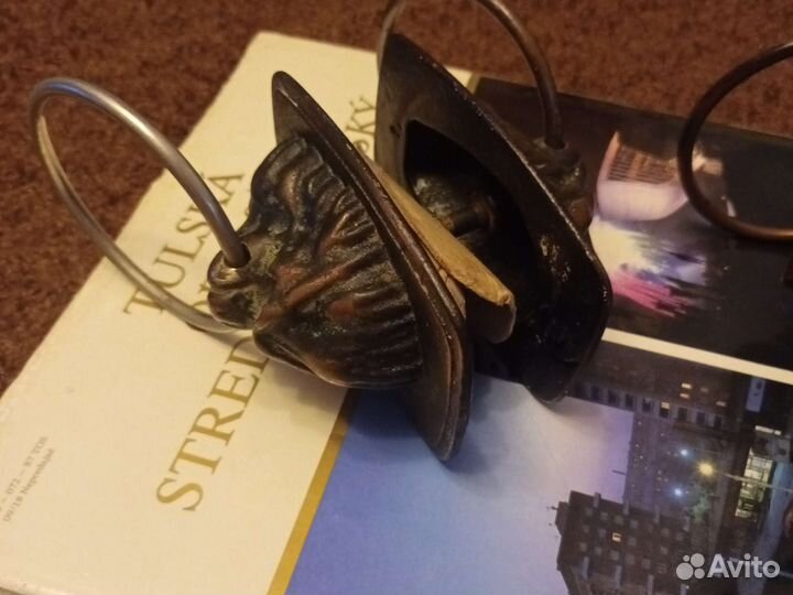 Дверная ручка чугун СССР голова Льва клеймо 2 шт