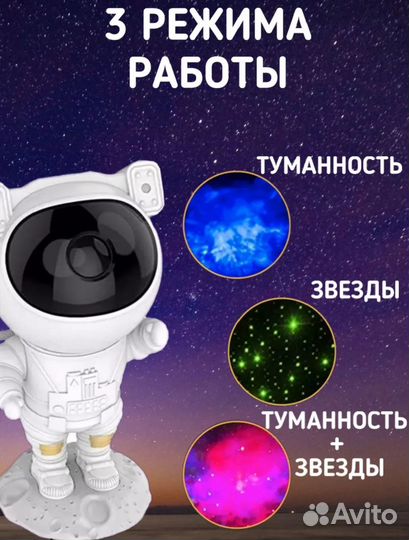 Ночник проектор звездного неба космонавт