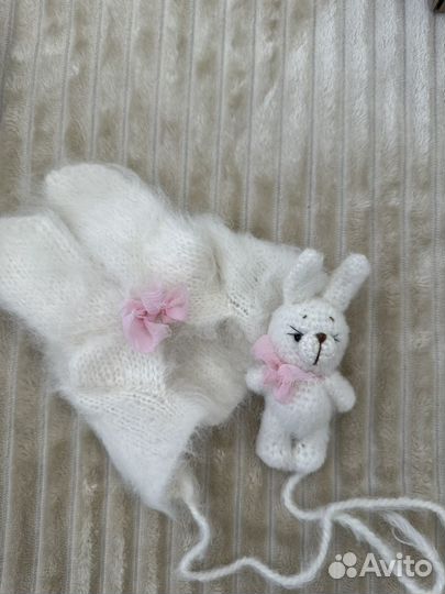 Шапочка зайка для фотоссесии новорожденного