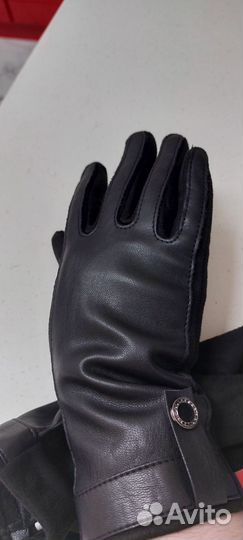 Перчатки комбинир-е велюр с экокожей внутри флис