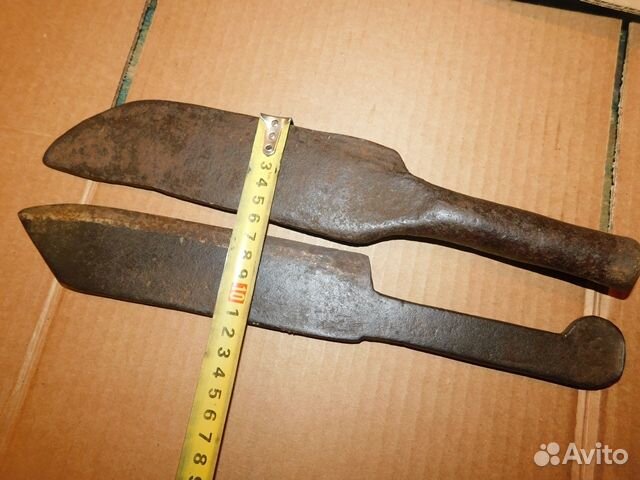 2 антикварных,кованных косаря-ножа для щепания луч