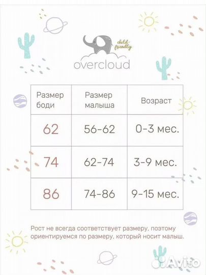 Детское Боди overcloud 62 новое