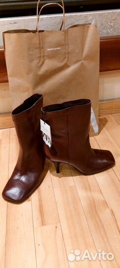 Кожанные ботильоны zara