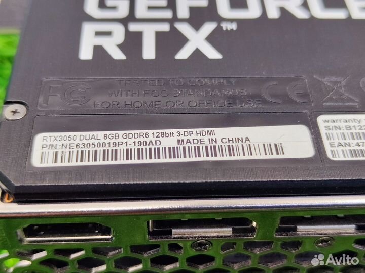 Видеокарта Palit GeForce RTX 3050 Dual