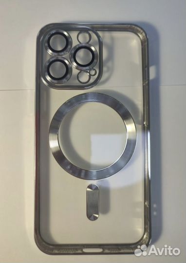 Чехол на iPhone 13 pro Magsafe прозрачный, серебро