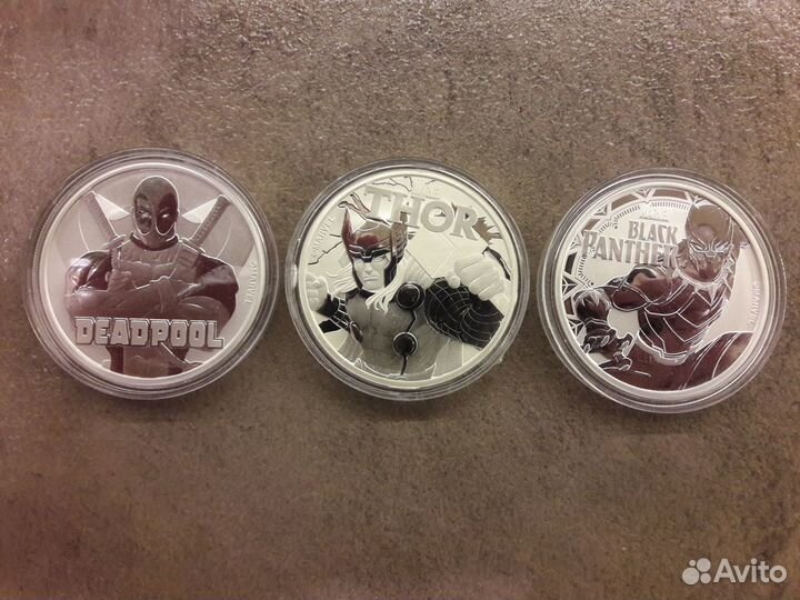 Тувалу Marvel дедпул, Тор, Черная пантера Серебро