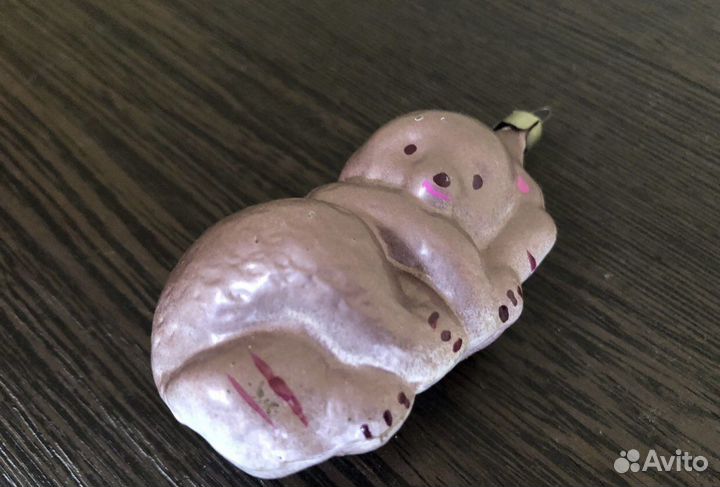 Винтажная елочная игрушка Коала на дереве СССР