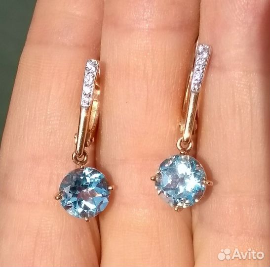 Золотые серьги (много) с топазами Новые 4000/гр