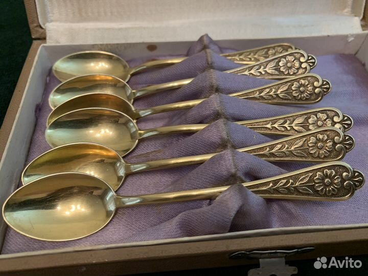 Серебряные ложки позолоченные чайно-кофейные СССР