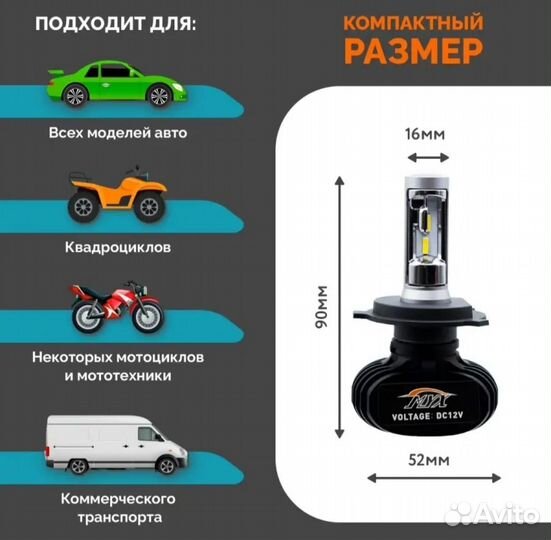 Светодиодные лампы H4