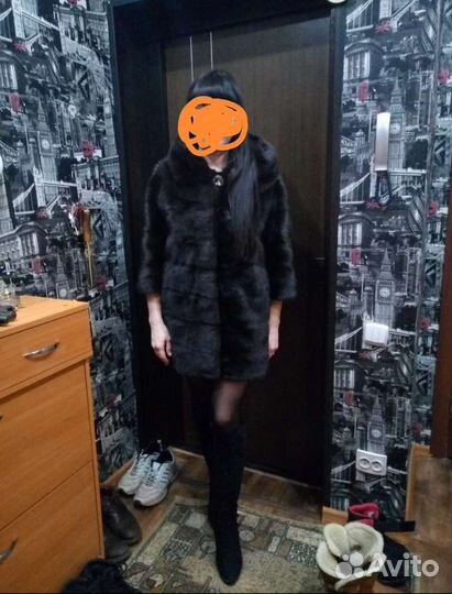 Шуба норковая с капюшоном