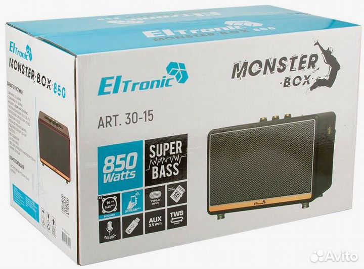 Колонка eltronic 30-15 monster BOX 850 черный