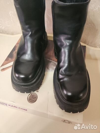 Женские зимние ботинки кожаные 40