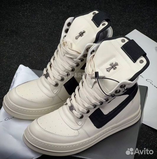 Кеды rick owens x chrome hearts geobasket