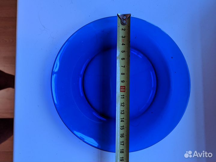 Тарелки мелкие синее стекло бу