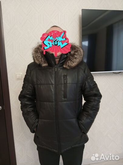 Кожаная куртка мужская 48 50