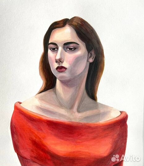 Портрет цветной с натуры А3 рисунок живопись