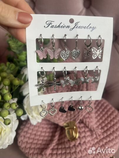 Комплект серёжек под серебро